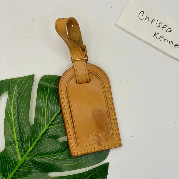 Louis Vuitton Vachetta Luggage Tag Travel Small Leather Goods SLG Authentic 0415 - Picture 1 of 10